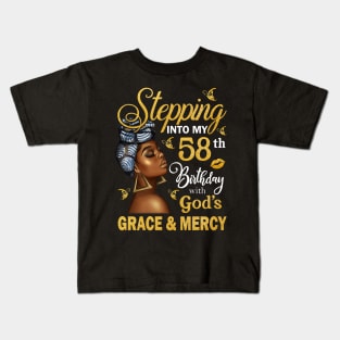 Stepping Into My 58th Birthday With God's Grace & Mercy Bday Kids T-Shirt